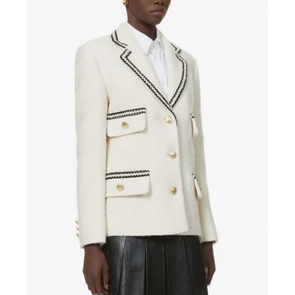 Sandro Noella Single-Breasted Woven Blazer Jacket - Picture 1 of 11